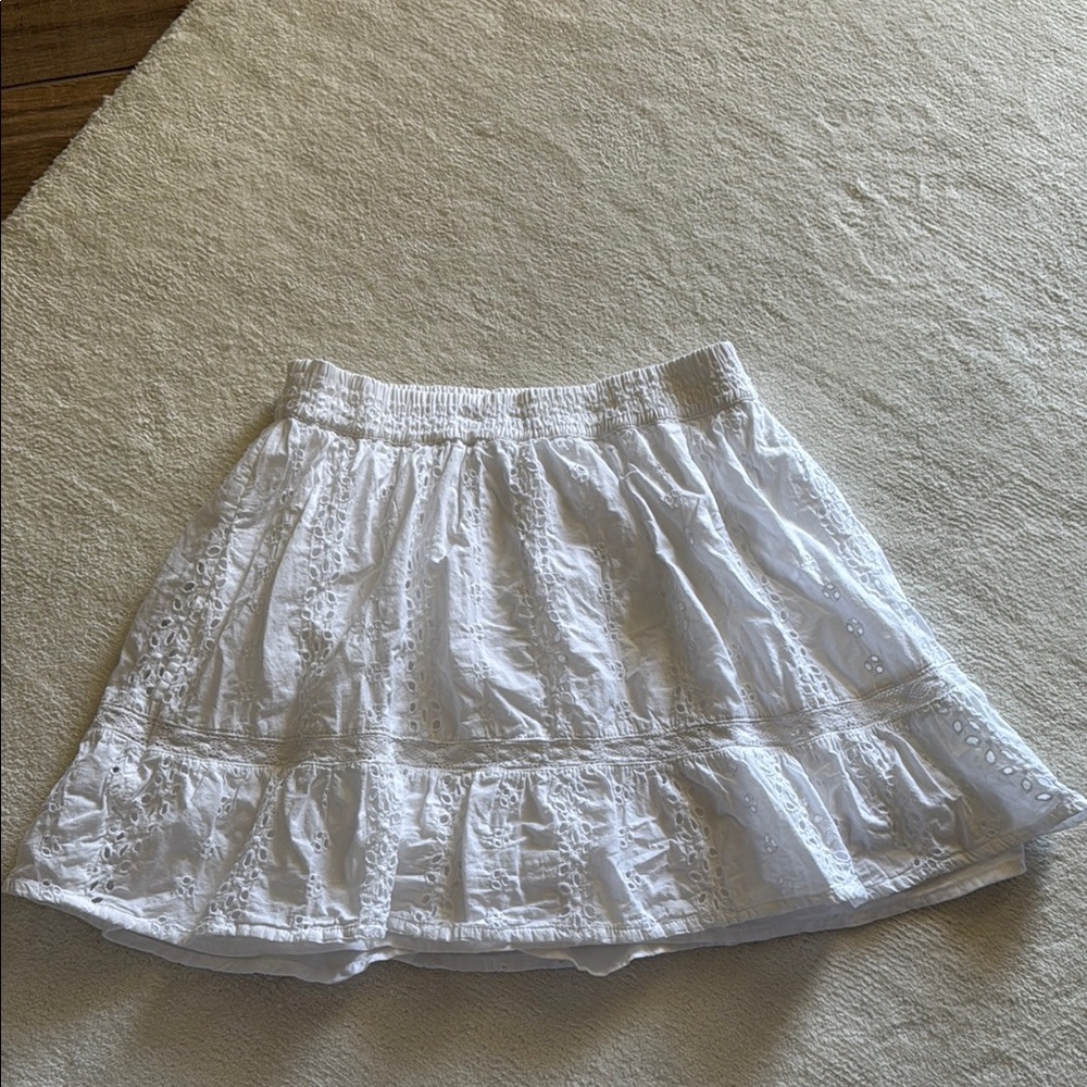 Abercrombie Kids White Ruffled Mini Skater Skirt